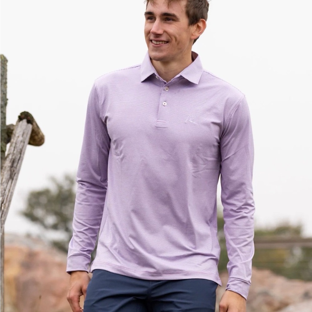 Rhoback “The Whaler” Men's Long-Sleeve Lavendar Polo
